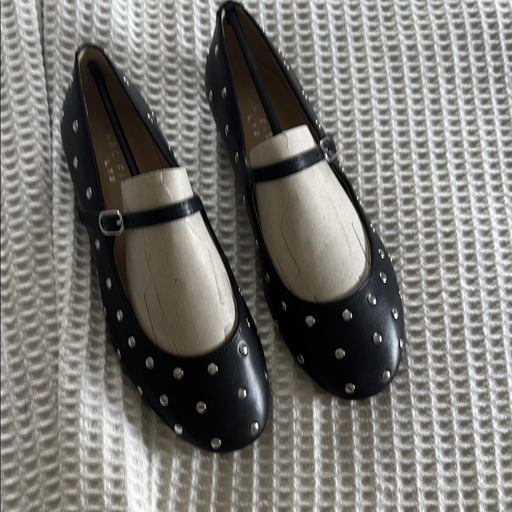 Black Studded Mary Jane Flats